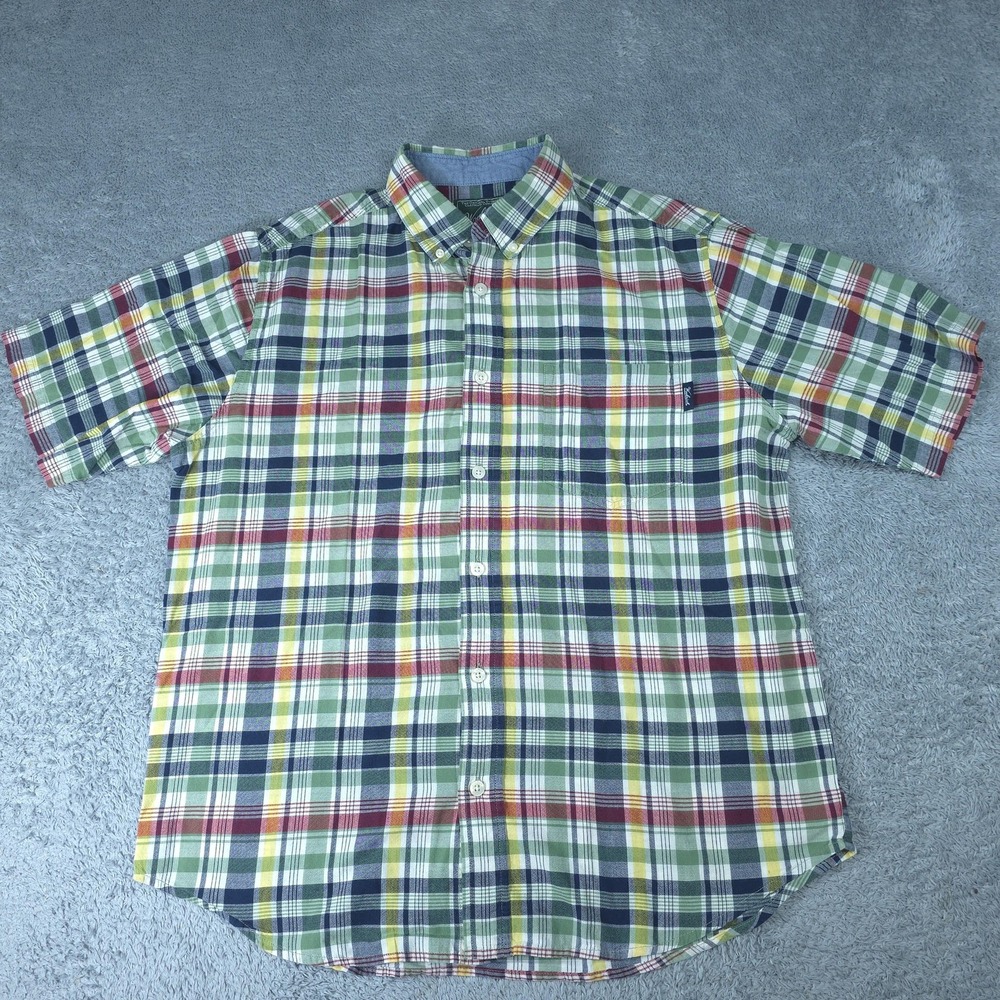 Woolrich Shirt Mens Large Multicolor Plaid Short Sleeve Button Up Cotton Casual